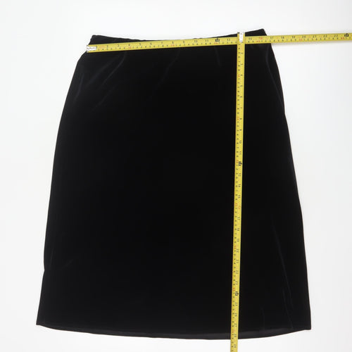 Berkertex Women Black Size 16 Velvet A-Line Knee Length Skirt