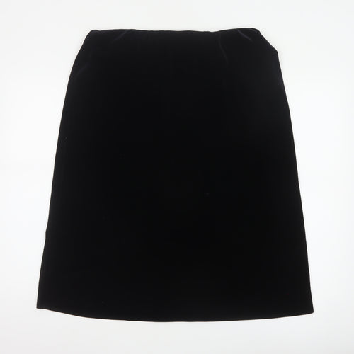 Berkertex Women Black Size 16 Velvet A-Line Knee Length Skirt