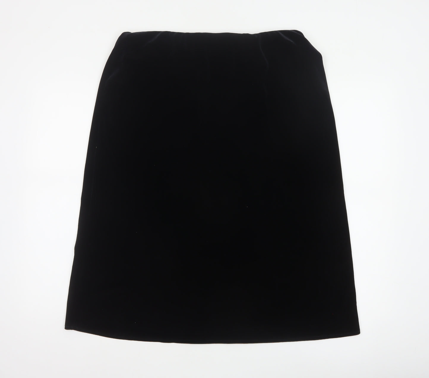 Berkertex Women Black Size 16 Velvet A-Line Knee Length Skirt