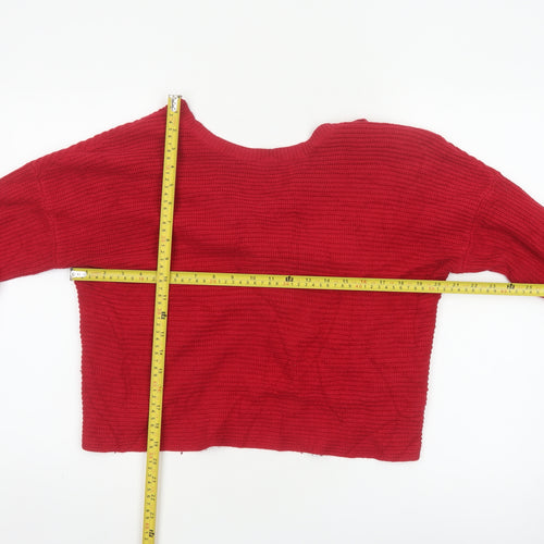 Hollister Women Red M Wrap Cardigan Long Sleeve Cotton Blend Knit