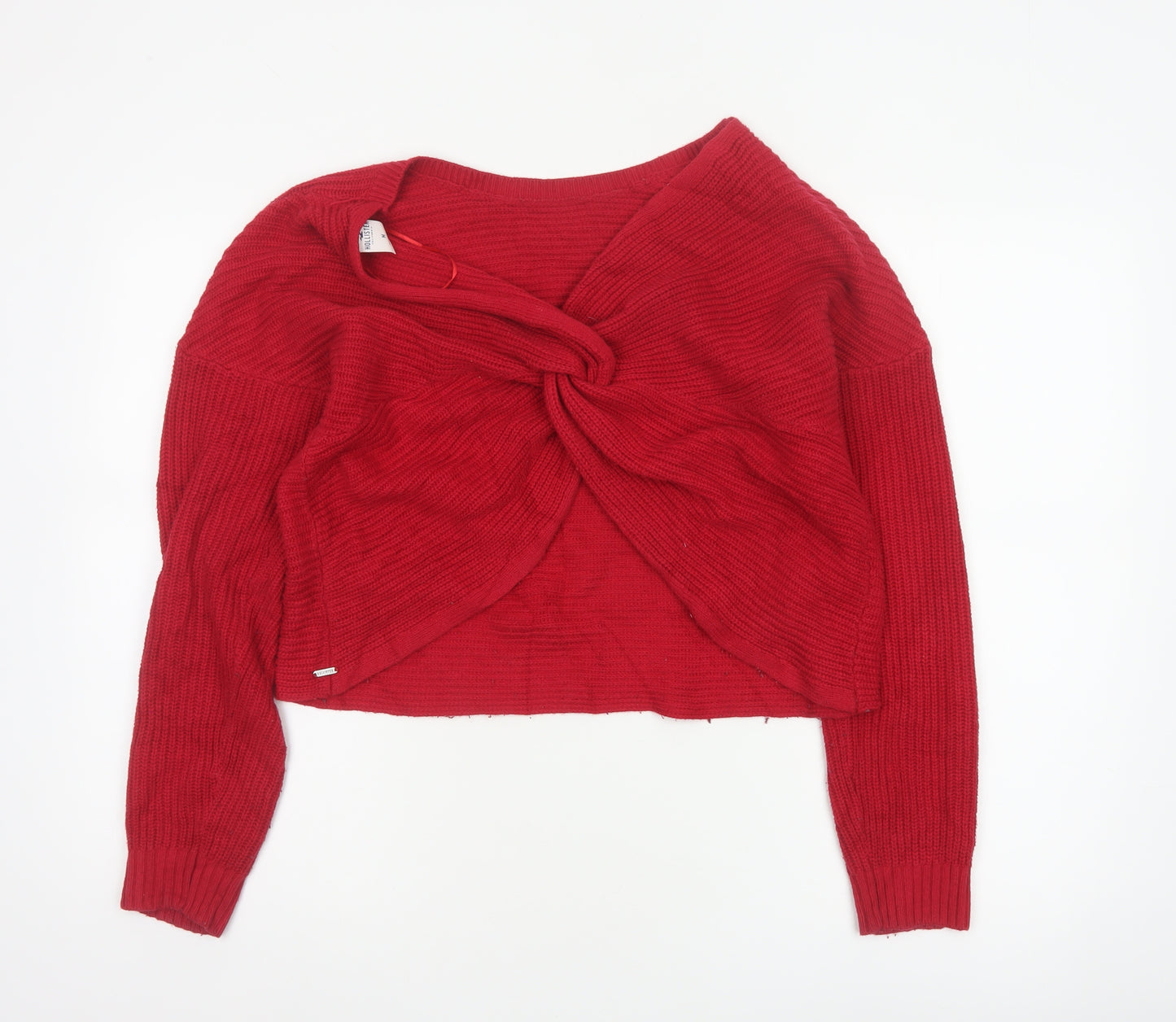 Hollister Women Red M Wrap Cardigan Long Sleeve Cotton Blend Knit