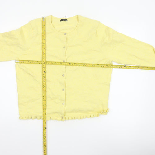 M&Co Women Yellow Size 20 Cotton Knit Ruffle Hem Cardigan