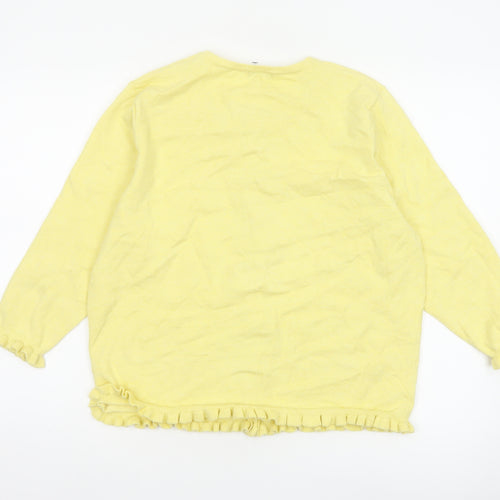 M&Co Women Yellow Size 20 Cotton Knit Ruffle Hem Cardigan