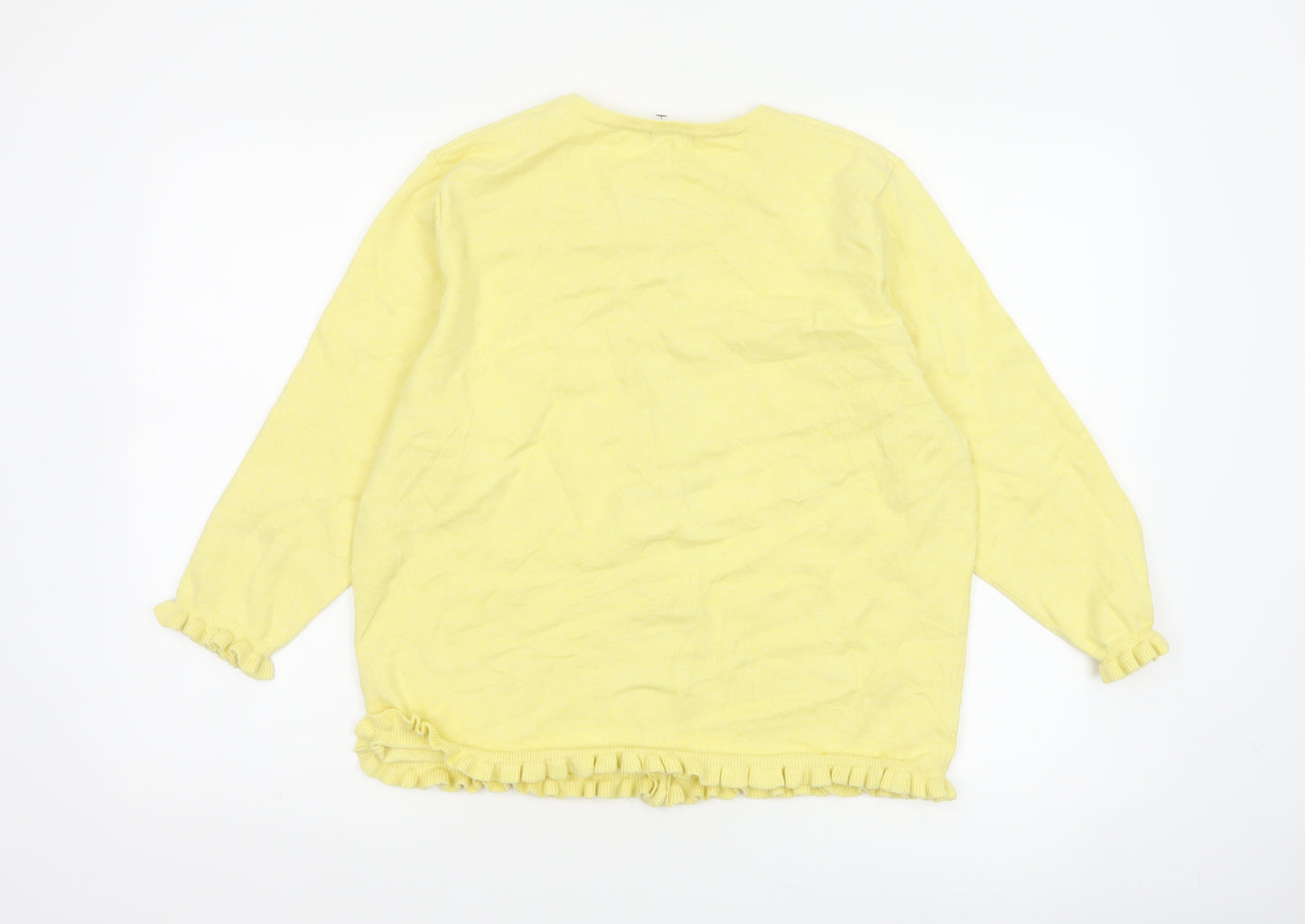 M&Co Women Yellow Size 20 Cotton Knit Ruffle Hem Cardigan