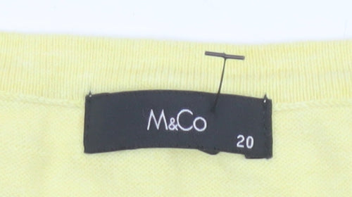 M&Co Women Yellow Size 20 Cotton Knit Ruffle Hem Cardigan