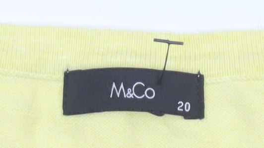 M&Co Women Yellow Size 20 Cotton Knit Ruffle Hem Cardigan