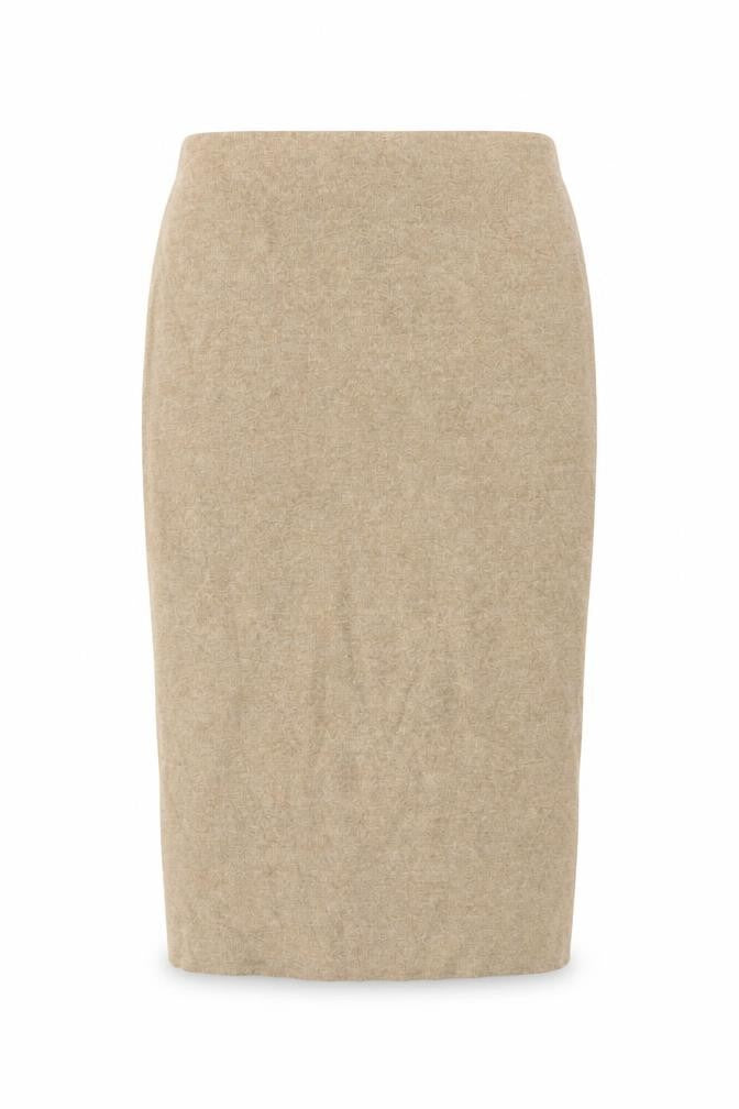 Zara Women Beige S Knit Midi Pencil Skirt Elastic Waist Stretch