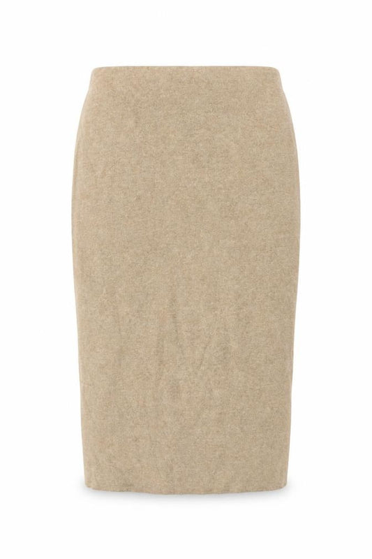 Zara Women Beige S Knit Midi Pencil Skirt Elastic Waist Stretch