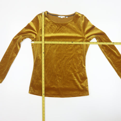 Boden Women Gold Velvet Boat Neck Puff Sleeve Blouse UK 12