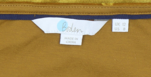 Boden Women Gold Velvet Boat Neck Puff Sleeve Blouse UK 12