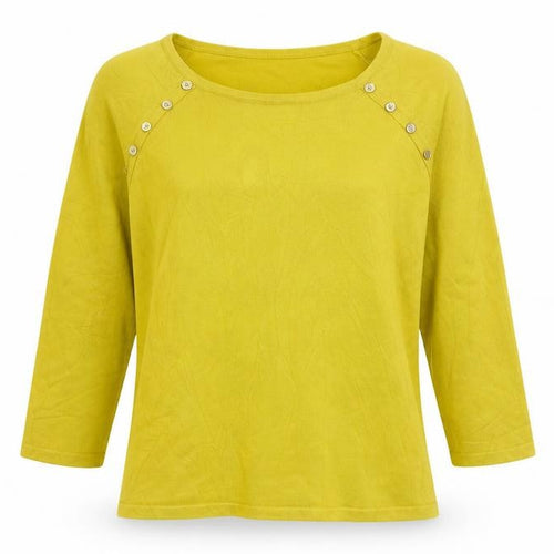 M&Co Women Yellow Petite UK 12 Button Detail 3/4 Sleeve Jumper