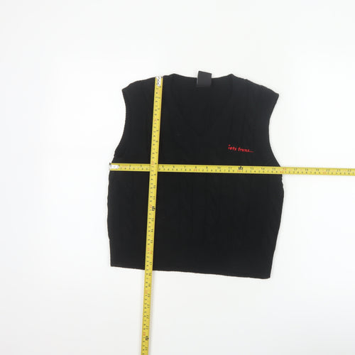 iets frans... Women Black M Cable Knit V-Neck Sleeveless Jumper Vest