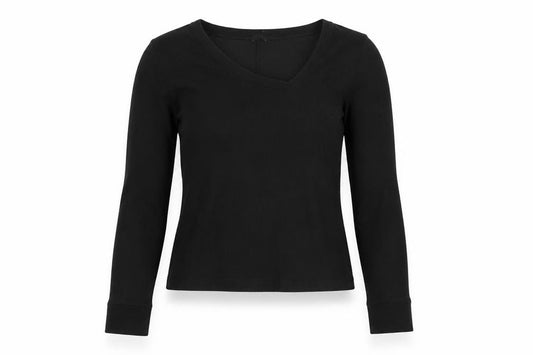 Reiss Women Black M Basic Ribbed Long Sleeve Crew Neck Top