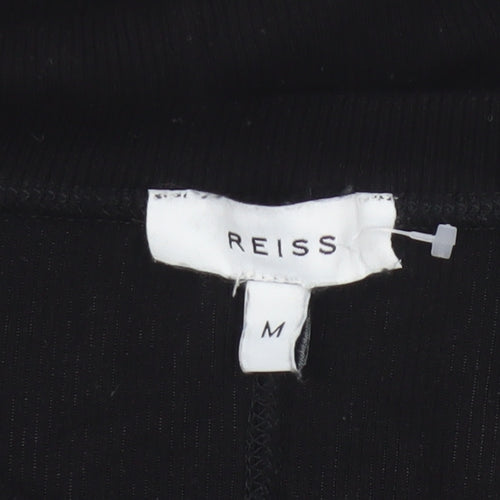 Reiss Women Black M Basic Ribbed Long Sleeve Crew Neck Top