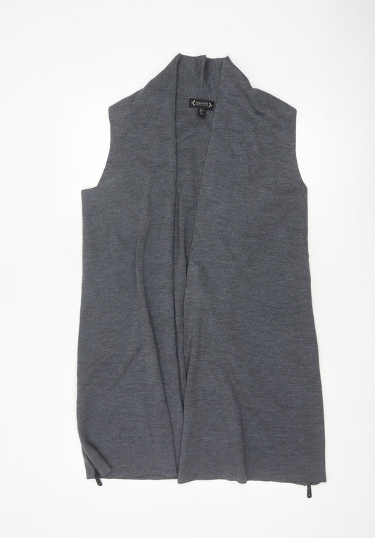 Nanette Lepore Women’s Grey L Sleeveless Open Knit Longline Cardigan