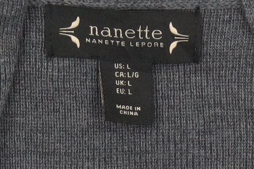 Nanette Lepore Women’s Grey L Sleeveless Open Knit Longline Cardigan