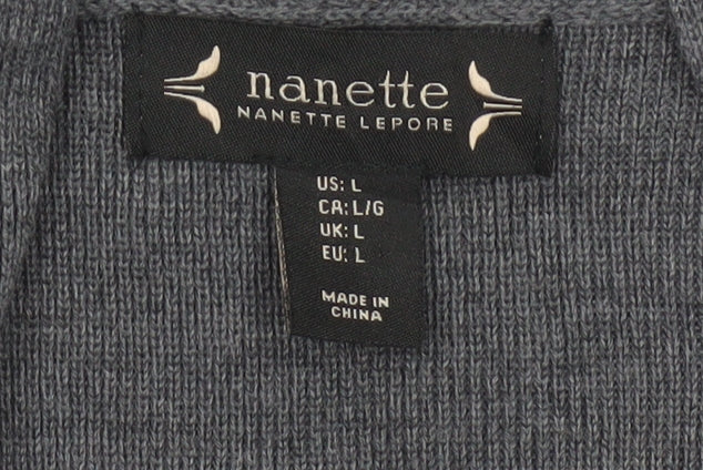 Nanette Lepore Women’s Grey L Sleeveless Open Knit Longline Cardigan