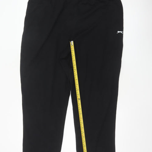Slazenger Men’s Black 2XL Sweatpants Elastic Waist Logo Straight Leg