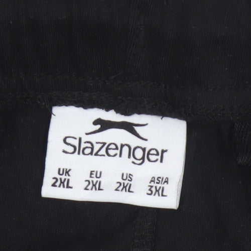 Slazenger Men’s Black 2XL Sweatpants Elastic Waist Logo Straight Leg