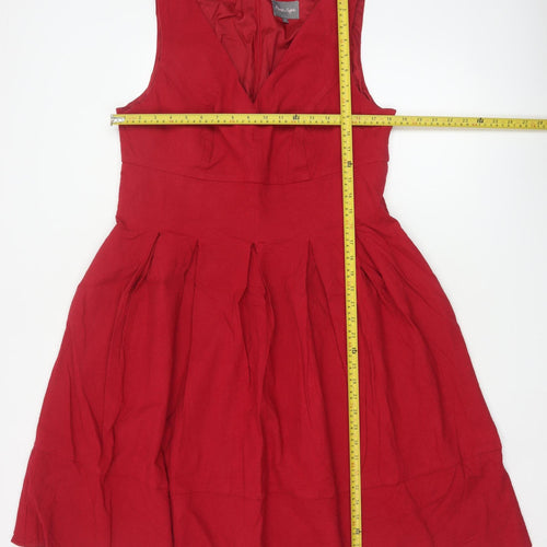 Phase Eight Women Red UK 18 Fit & Flare V-Neck Pleated Dress