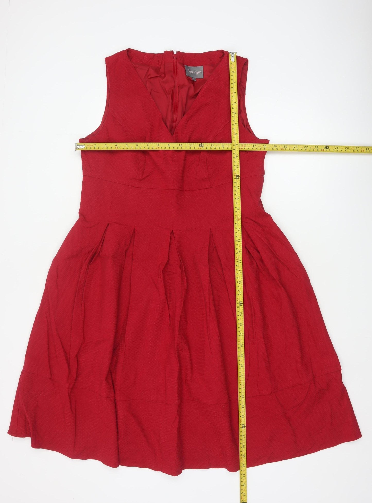 Phase Eight Women Red UK 18 Fit & Flare V-Neck Pleated Dress