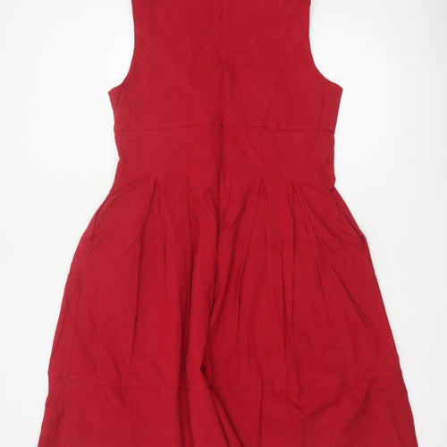Phase Eight Women Red UK 18 Fit & Flare V-Neck Pleated Dress
