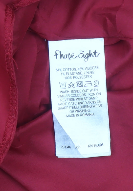 Phase Eight Women Red UK 18 Fit & Flare V-Neck Pleated Dress