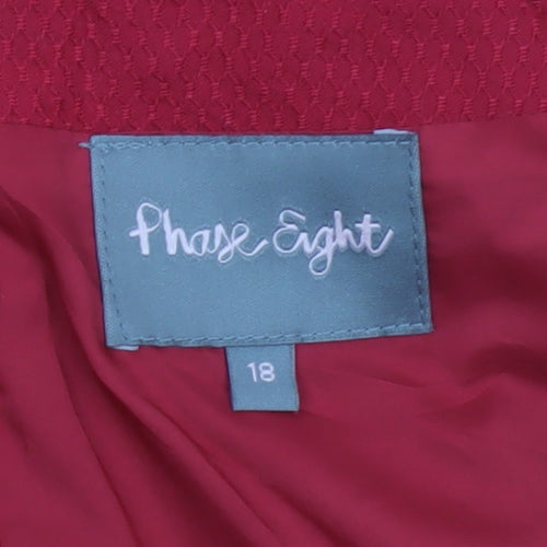 Phase Eight Women Red UK 18 Fit & Flare V-Neck Pleated Dress
