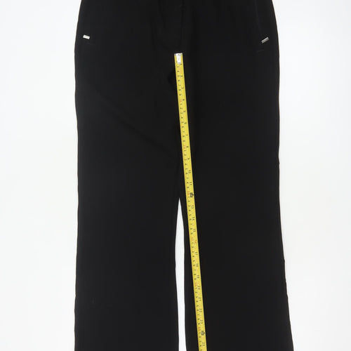 Next Women Black UK 12L Tall Straight Leg Stretch Dress Trousers