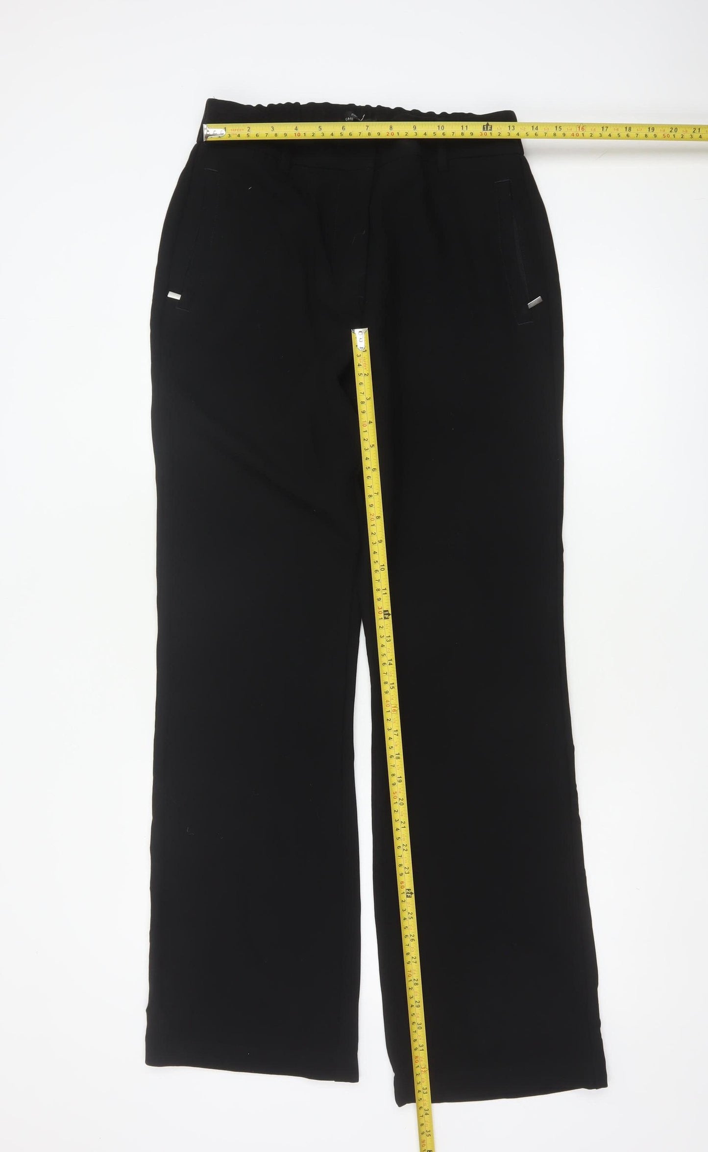 Next Women Black UK 12L Tall Straight Leg Stretch Dress Trousers