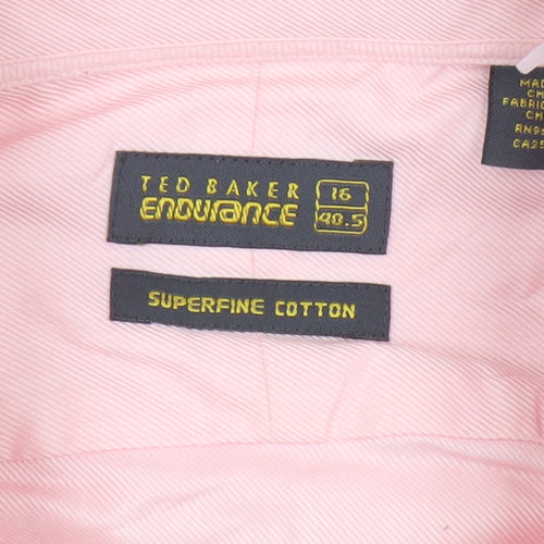 Ted Baker Men’s Pink 16/40.5 Superfine Cotton Long Sleeve Shirt