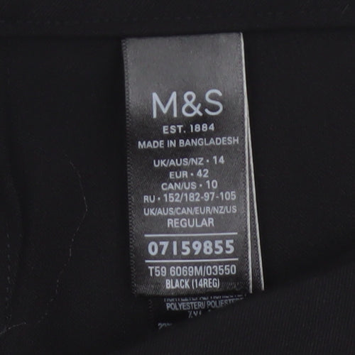 M&S Women’s Black Size 14 Regular Tailored Straight Work Trousers