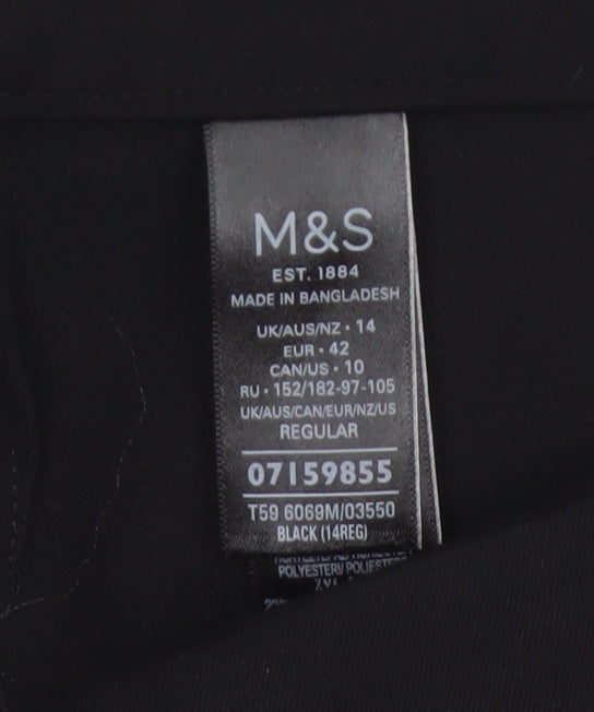 M&S Women’s Black Size 14 Regular Tailored Straight Work Trousers