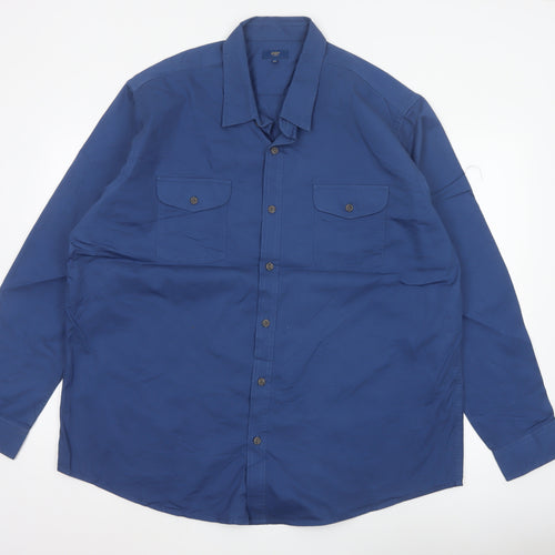 Cotton Traders Men’s Blue 2XL Cotton Long Sleeve Pocket Shirt