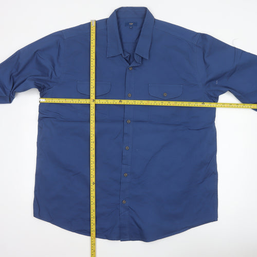 Cotton Traders Men’s Blue 2XL Cotton Long Sleeve Pocket Shirt