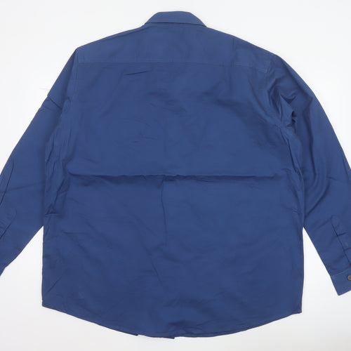 Cotton Traders Men’s Blue 2XL Cotton Long Sleeve Pocket Shirt