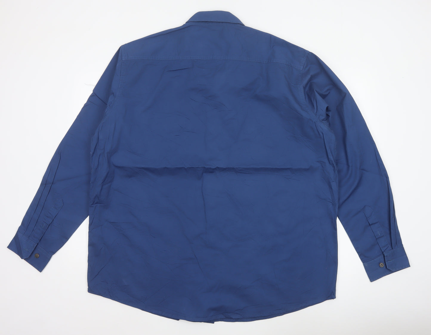 Cotton Traders Men’s Blue 2XL Cotton Long Sleeve Pocket Shirt