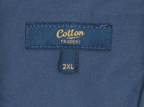 Cotton Traders Men’s Blue 2XL Cotton Long Sleeve Pocket Shirt