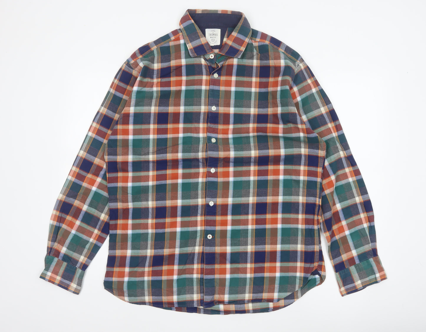 T.M. Lewin Thomas Mayes Men’s L Multicoloured Plaid Cotton Shirt