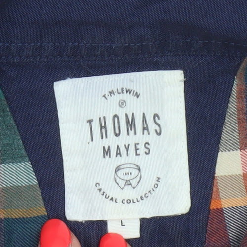 T.M. Lewin Thomas Mayes Men’s L Multicoloured Plaid Cotton Shirt