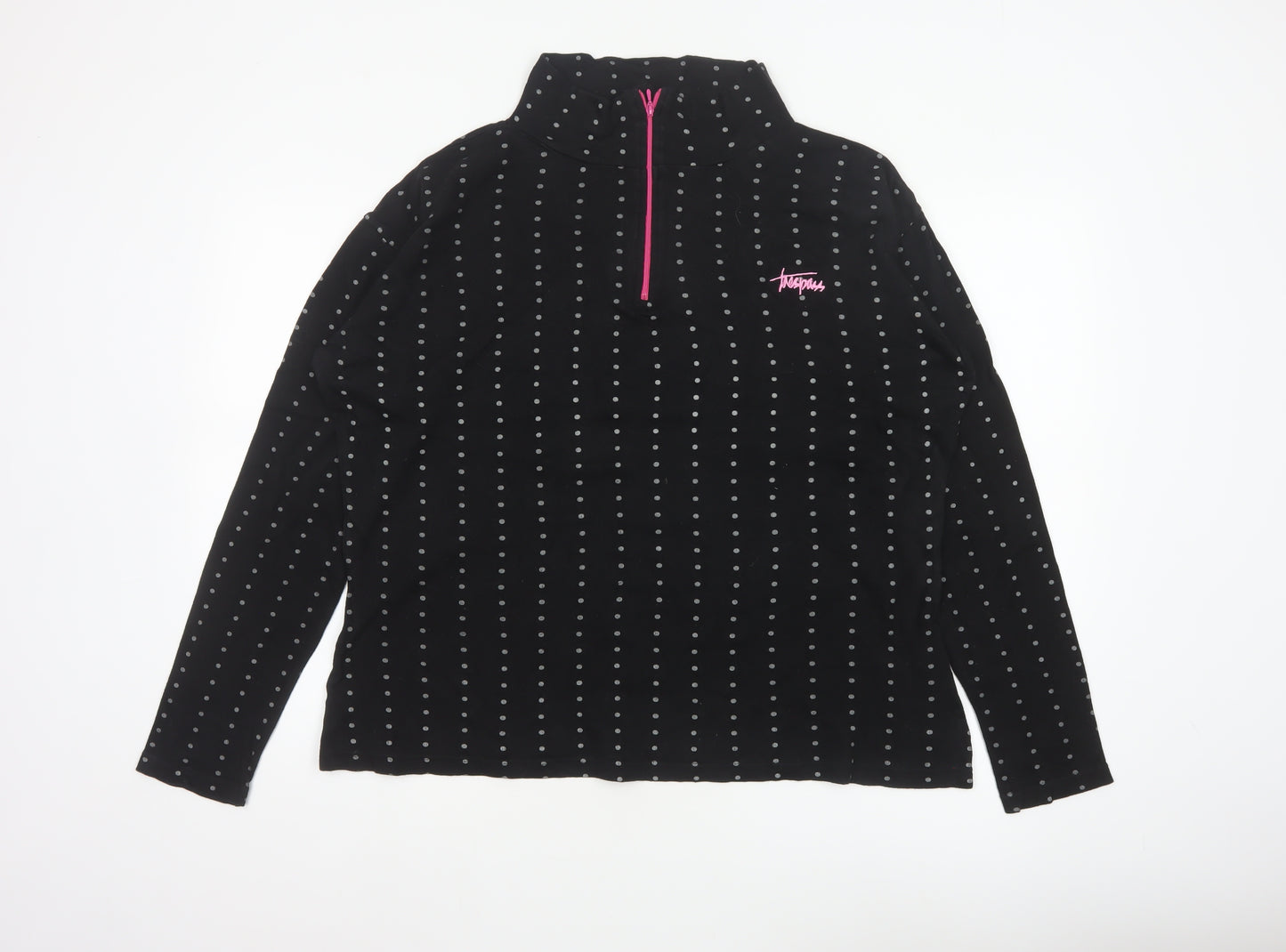 Trespass Women's Black Polka Dot 1/4 Zip High Neck Sweatshirt 2XL