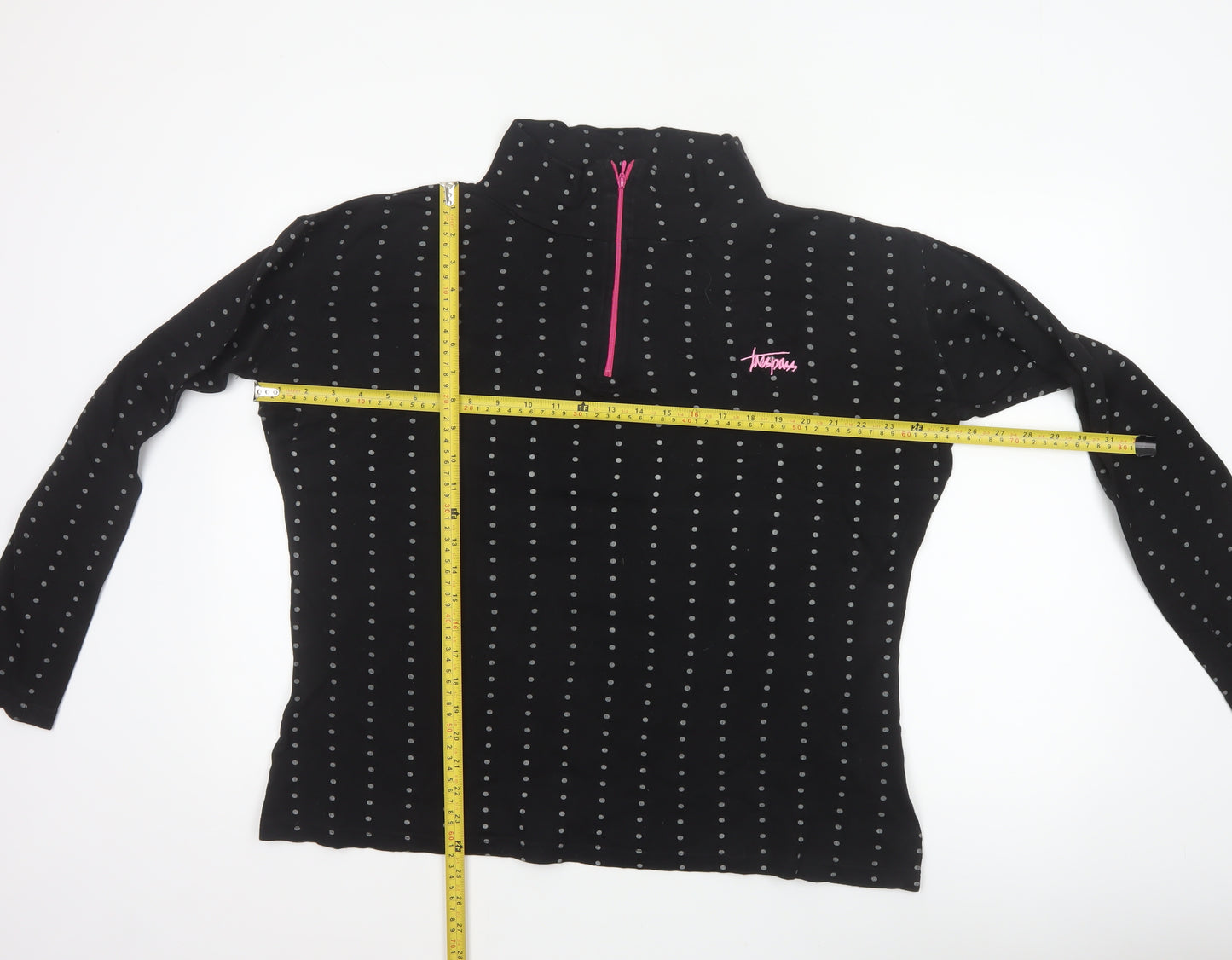 Trespass Women's Black Polka Dot 1/4 Zip High Neck Sweatshirt 2XL