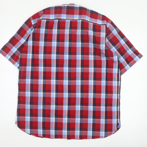 Blue Harbour Men’s Red Plaid Cotton Short Sleeve Button-Up Shirt L