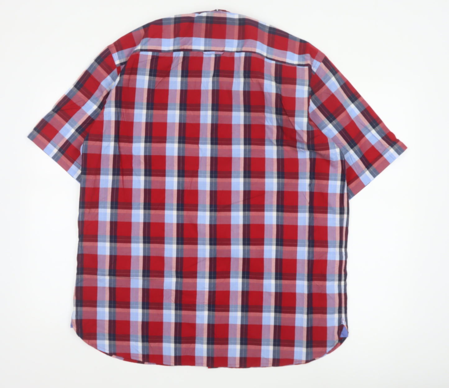 Blue Harbour Men’s Red Plaid Cotton Short Sleeve Button-Up Shirt L