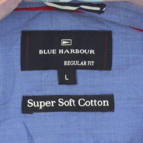 Blue Harbour Men’s Red Plaid Cotton Short Sleeve Button-Up Shirt L