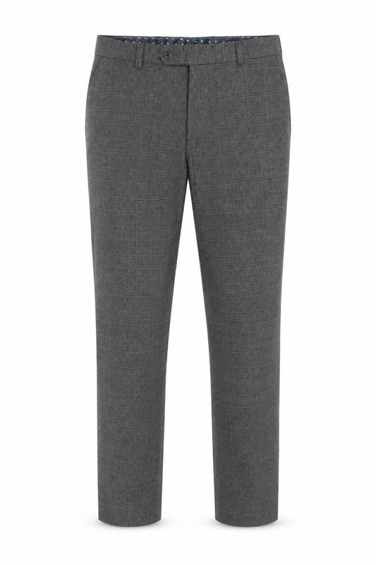 Next Men’s Grey Check Dress Trousers 32in Waist Short 29in Tapered