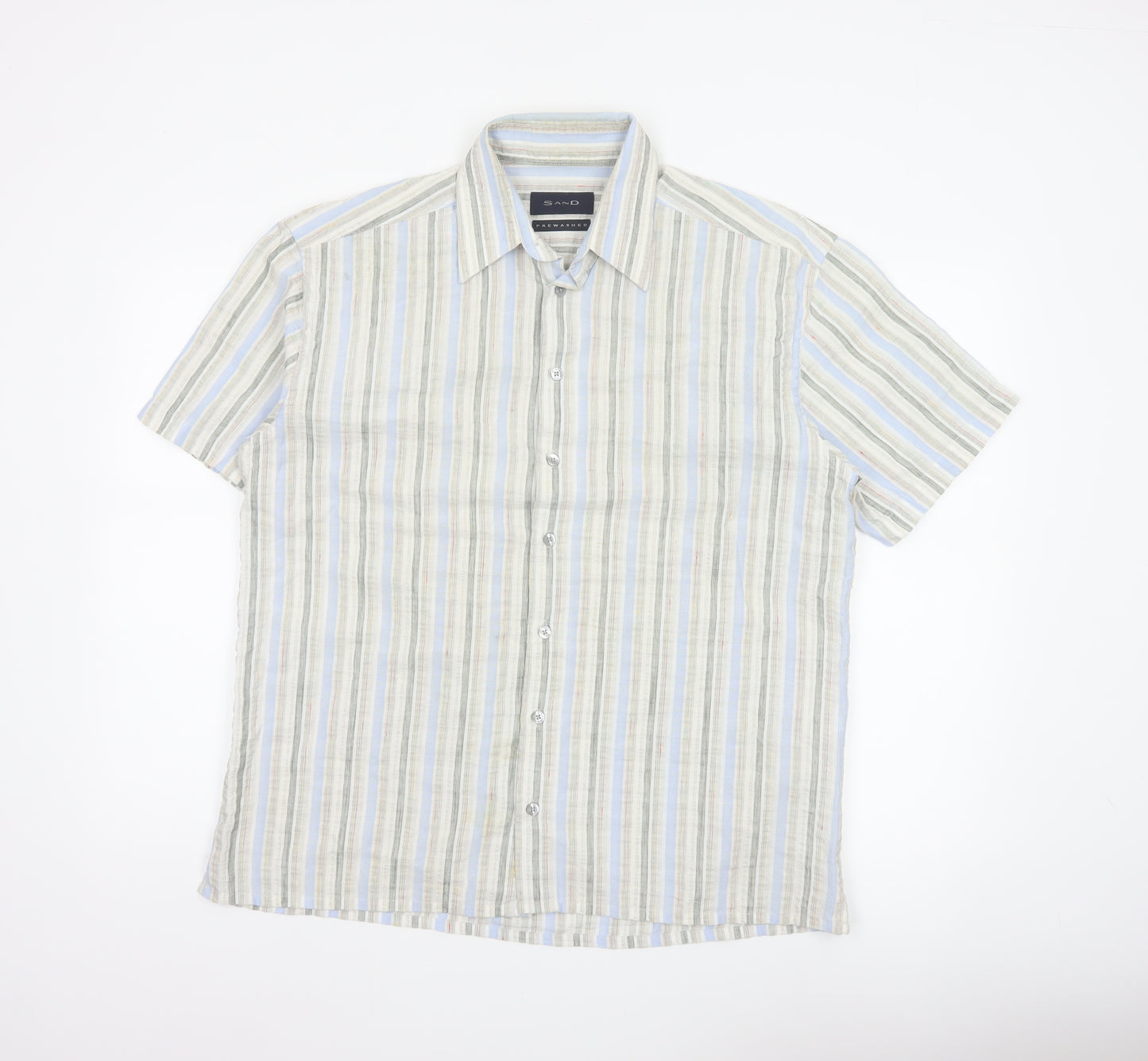 Sand Men’s M Multicoloured Striped Short Sleeve Button-Up Shirt