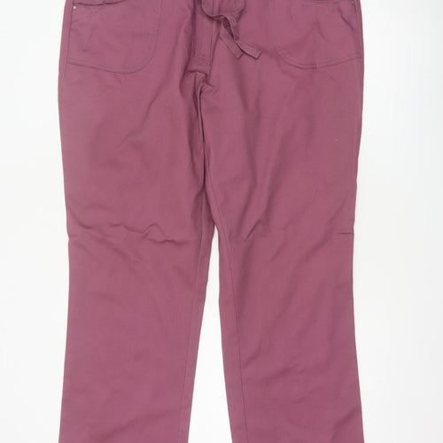 Cotton Traders Women Purple Size 18 Straight Trousers Tie Waist