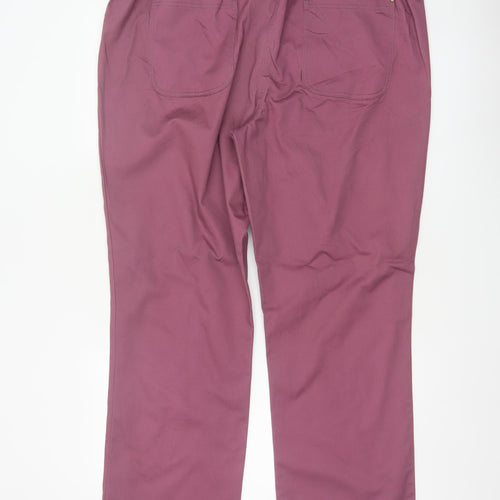 Cotton Traders Women Purple Size 18 Straight Trousers Tie Waist