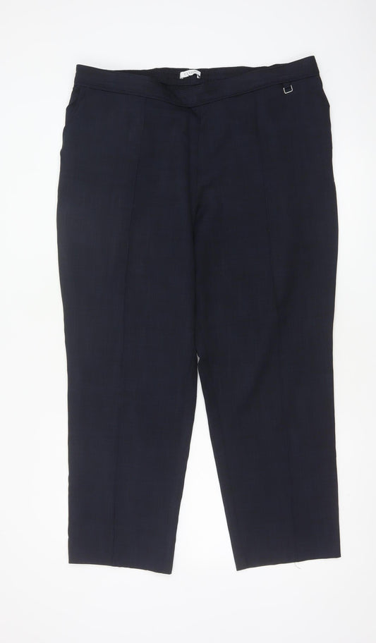 Marks & Spencer Women's Navy UK 18 Short Straight Leg Tailored Trousers
